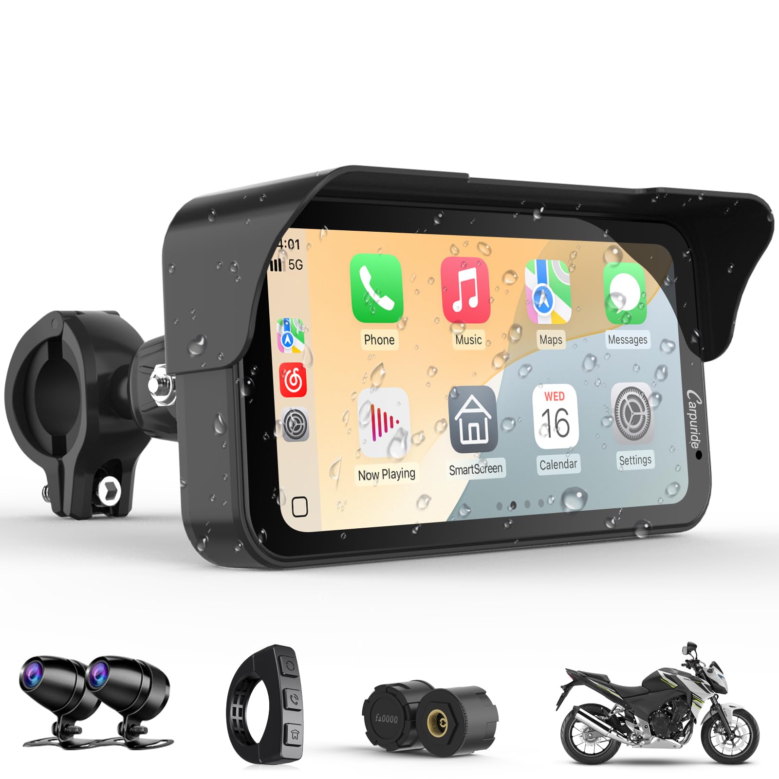 Carpuride Motorcycle Carplay 防水ナビゲーター Amazon.com: Carpuride W603DT for Motorcycle CarPlay & Android Auto